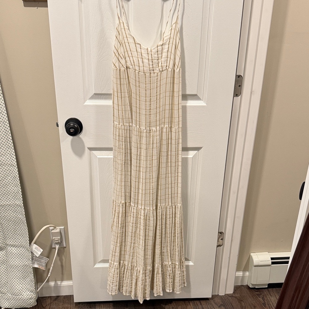 FP Cream Plaid Maxi Dress